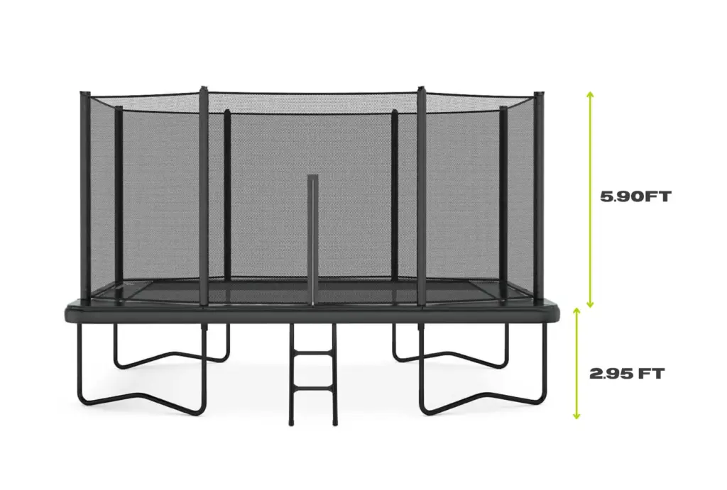 11ft x 8ft Primus Challenger Above Ground Trampoline - Black Pad with Black Jump Mat - Special Edition