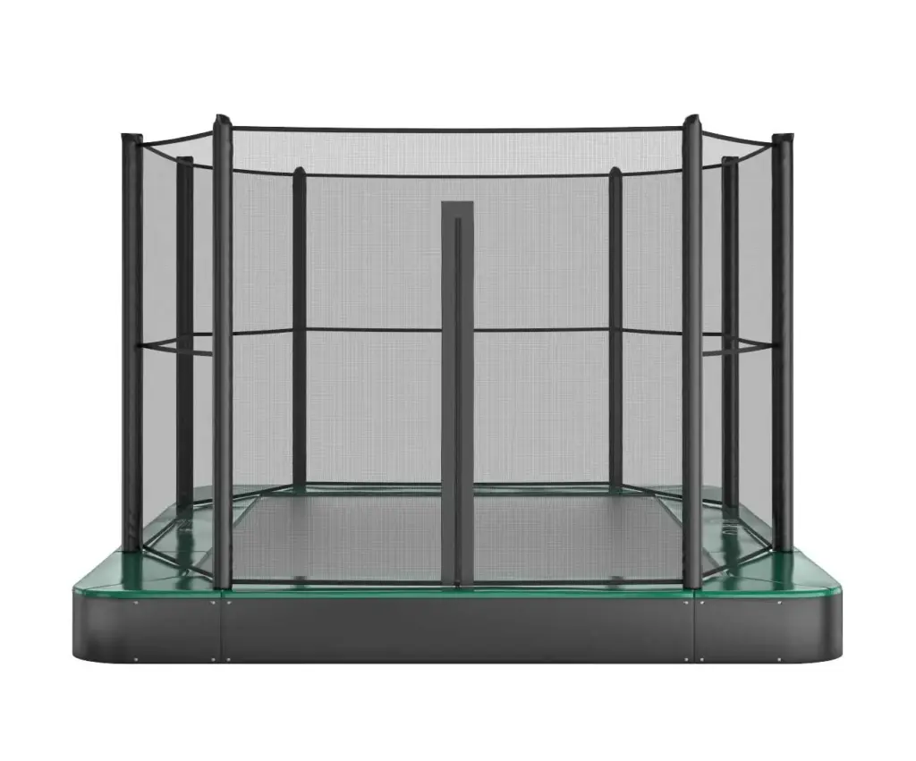 10ft x 6ft Akrobat Primus Flat In-Ground Trampoline - Green Pad with Black Jump Mat