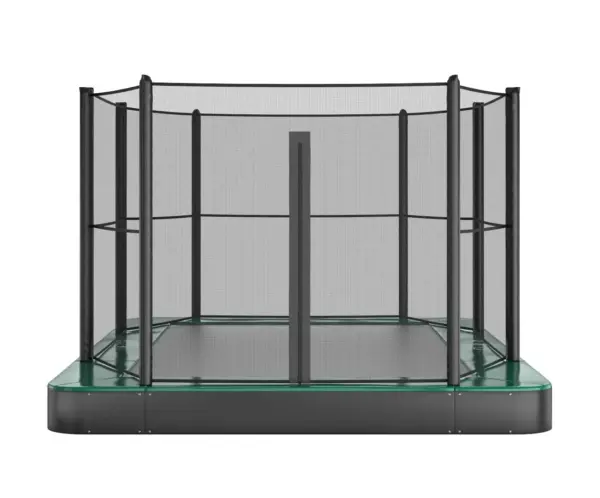 14ft x 10ft Akrobat Primus Flat Sport In-Ground Trampoline - Green (Green Pad with Black Jump Mat) - Image 5