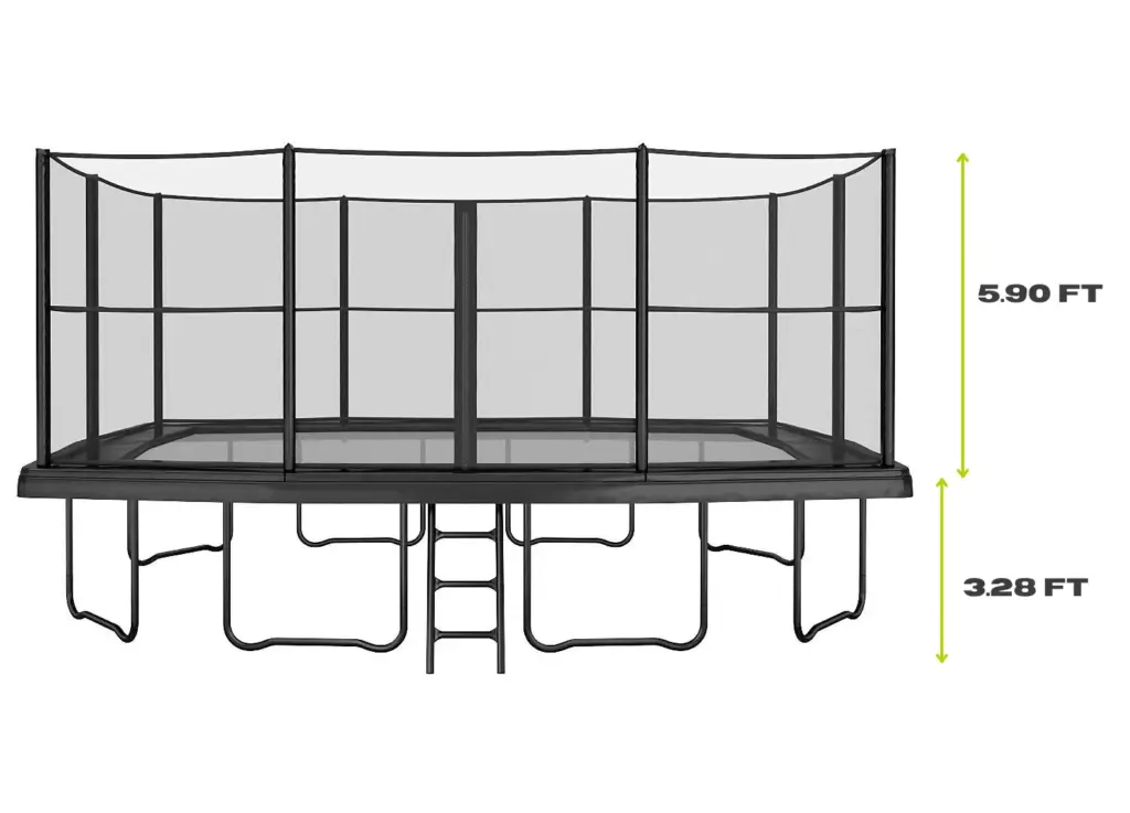 17ft x 10ft Primus Challenger Above Ground Trampoline - Anthracite Gray Pad with Black Jump Mat
