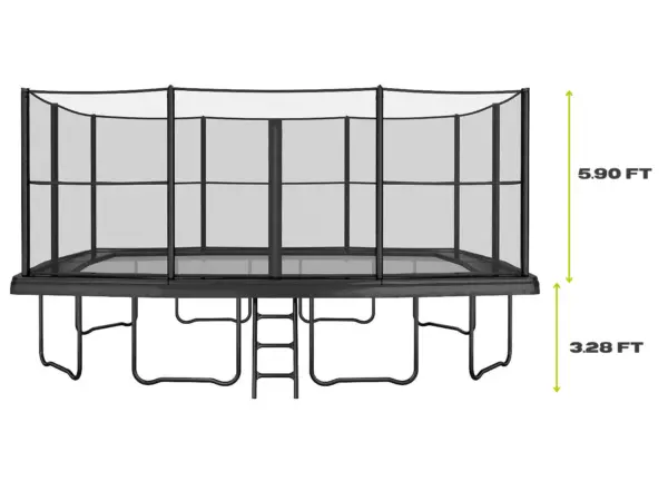 17ft x 10ft Primus Challenger Above Ground Trampoline - Anthracite Gray Pad with Black Jump Mat - Image 2