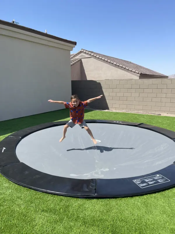 14ft Round Akrobat Primus Flat Sport In-Ground Trampoline - Black (Black Pad with Gray Jump Mat) - Image 2