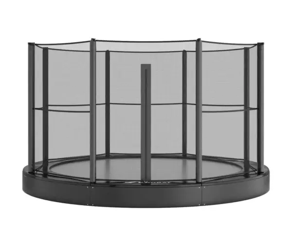 12ft Round Akrobat Primus Flat In-Ground Trampoline - Black (Black Pad with Grey Jump Mat) - Image 5
