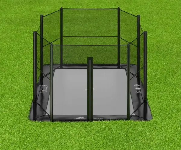 11ft x 8ft Akrobat Primus Flat In-Ground Trampoline - Black  (Black Pad with Grey Jump Mat) - Image 3