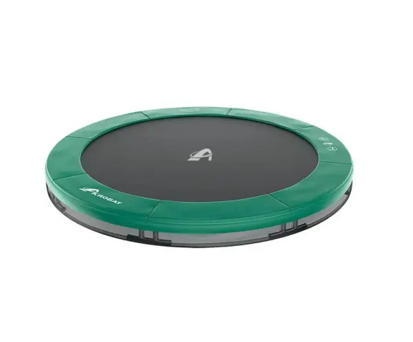 12ft Round Akrobat Primus Flat In-Ground Trampoline - Green (Green Pad with Black Jump Mat) - Image 4