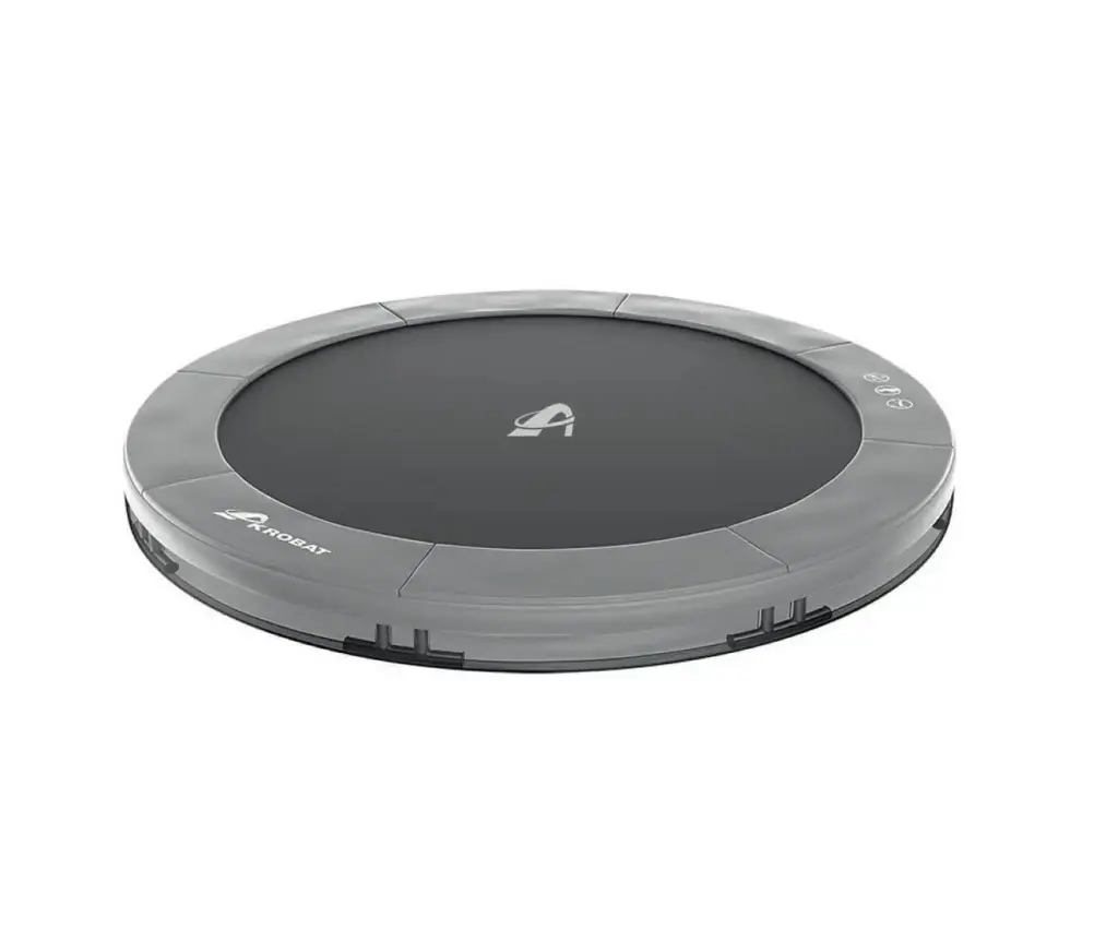 8ft Round Akrobat Primus In-Ground Trampoline - Anthracite Gray Pad with Black Jump Mat