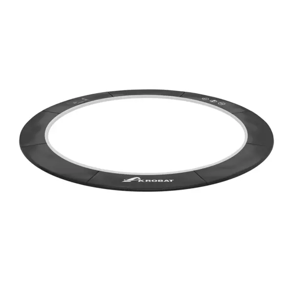 12ft Round Akrobat Primus Flat Sport In-Ground Trampoline - Special Edition (Black Pad with Black Jump Mat) - Image 2