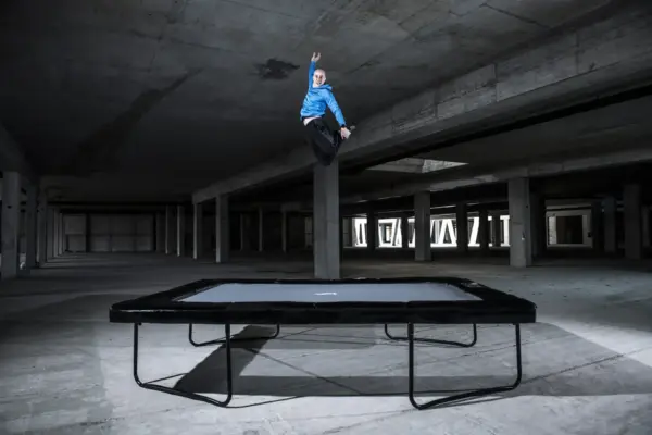 14ft x 10ft Primus Challenger Above Ground Trampoline - Black Pad with Gray Jump Mat - Image 2