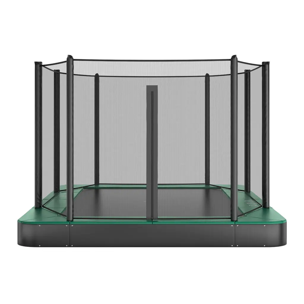 Akrobat Usa Trampoline Free Shipping In Ground Trampolines Round Inground Trampolines Rectangular Inground Akrobatusa Akrobat Primus Flat Rectangular Zippernet Green Black