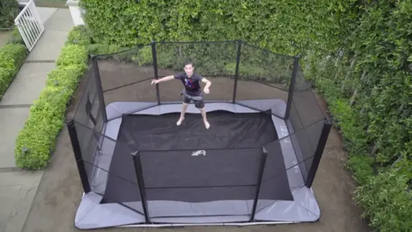 11ft x 8ft Akrobat Primus Flat In-Ground Trampoline - Anthracite Grey (Grey Pad and Black Jump Mat) - Image 2
