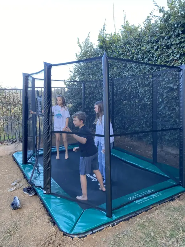 14ft x 10ft Akrobat Primus Flat Sport In-Ground Trampoline - Green (Green Pad with Black Jump Mat) - Image 2