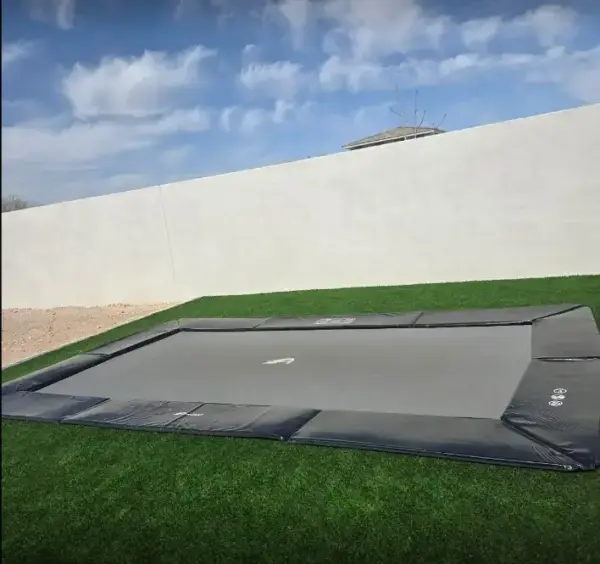 12.5ft x 8ft Akrobat Primus Flat Sport Black Pad and Gray Mat In-Ground Trampoline - Image 2