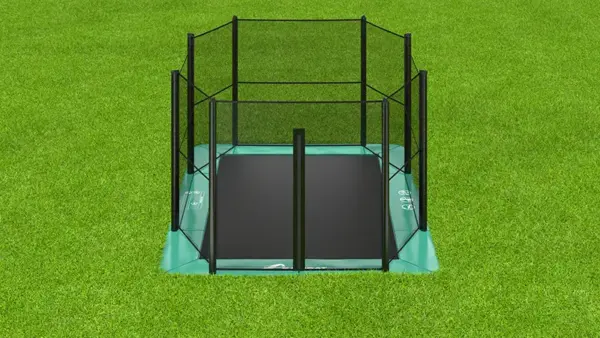 14ft x 10ft Akrobat Primus Flat Sport In-Ground Trampoline - Green (Green Pad with Black Jump Mat) - Image 3