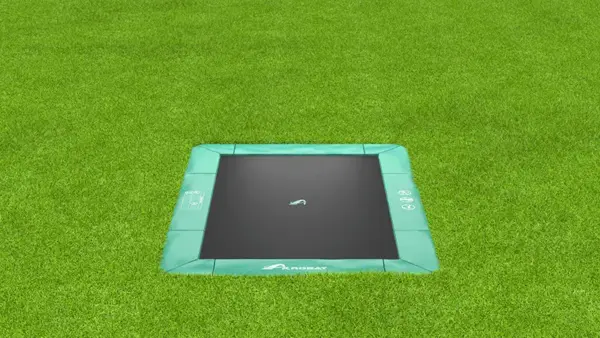 10ft x 6ft Akrobat Primus Flat In-Ground Trampoline - Green Pad with Black Jump Mat