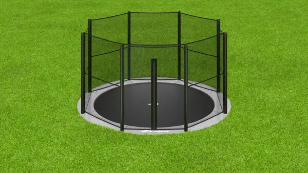 14ft Round Akrobat Primus Flat Sport In-Ground Trampoline - Anthracite Grey (Grey Pad and Black Jump Mat) - Image 4