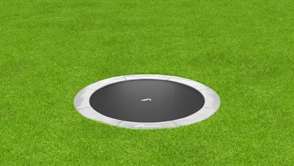 10ft Akrobat Primus Round In-Ground Trampoline - Anthracite Gray Pad with Black Jump Mat