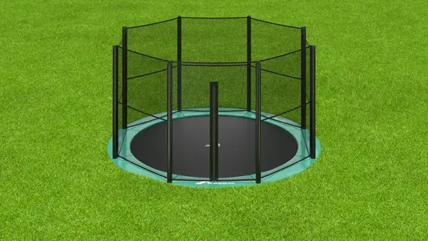 12ft Round Akrobat Primus Flat In-Ground Trampoline - Green (Green Pad with Black Jump Mat) - Image 3