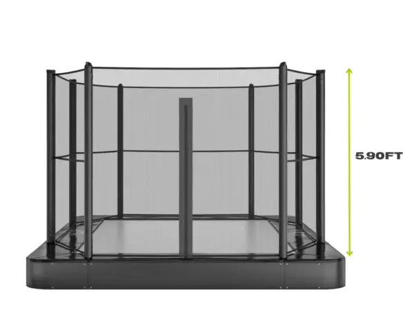 10ft x 6ft Akrobat Primus Flat Sport In-Ground Trampoline - Black Pad with Gray Jump Mat - Image 6