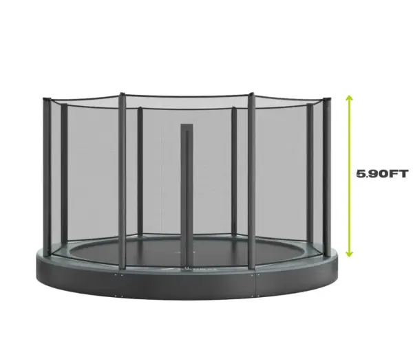 14ft Round Akrobat Primus Flat Sport In-Ground Trampoline - Green (Green Pad with Black Jump Mat) - Image 5