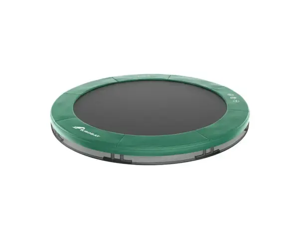 10ft Round Akrobat Primus Flat Sport In-Ground Trampoline - Green Pad with Black Jump Mat - Image 5