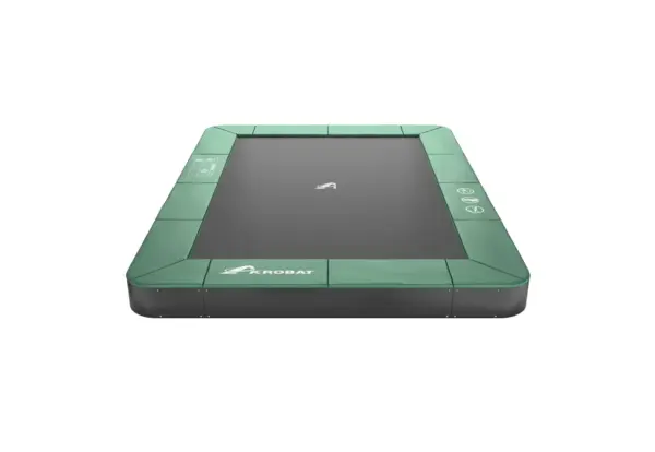 14ft x 10ft Akrobat Primus Flat Sport In-Ground Trampoline - Green (Green Pad with Black Jump Mat) - Image 4