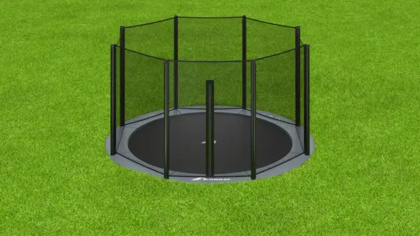 10ft Akrobat Primus Round In-Ground Trampoline - Anthracite Gray Pad with Black Jump Mat - Image 3