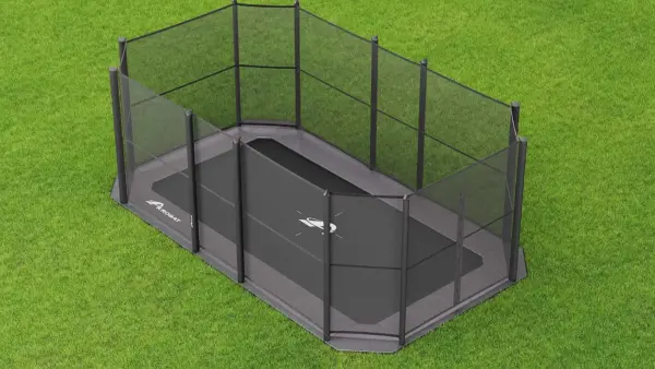 17ft x 10ft Akrobat Primus Flat SPORT Plus In Ground Trampoline - Gray Pad and Black Jump Mat - Image 2